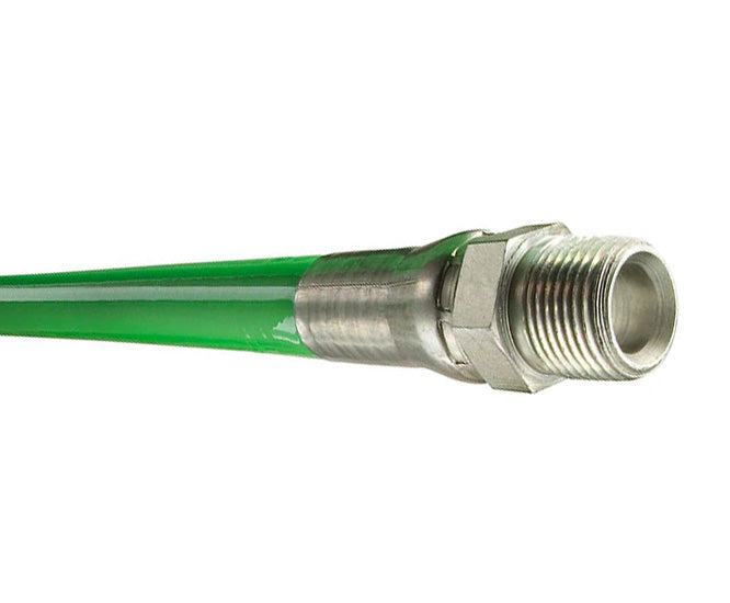 LLGR-MSMS06X300 Piranha® by Kuriyama | LLGR Series | Jetting Line Hose Assembly | 4000 PSI | 3/8" ID | 0.65" OD | 3/8" Male NPTF Swivel x 3/8" Male NPTF Swivel | Green | 300ft Length