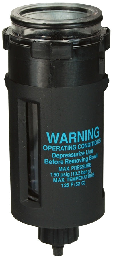 LRP-96-736 Wilkerson by Dixon Valve | Lubricator Bowl & Bowl Guard | Plastic Bowl with Guard & Manual Drain | Used On C08, L08 Series FRL Units