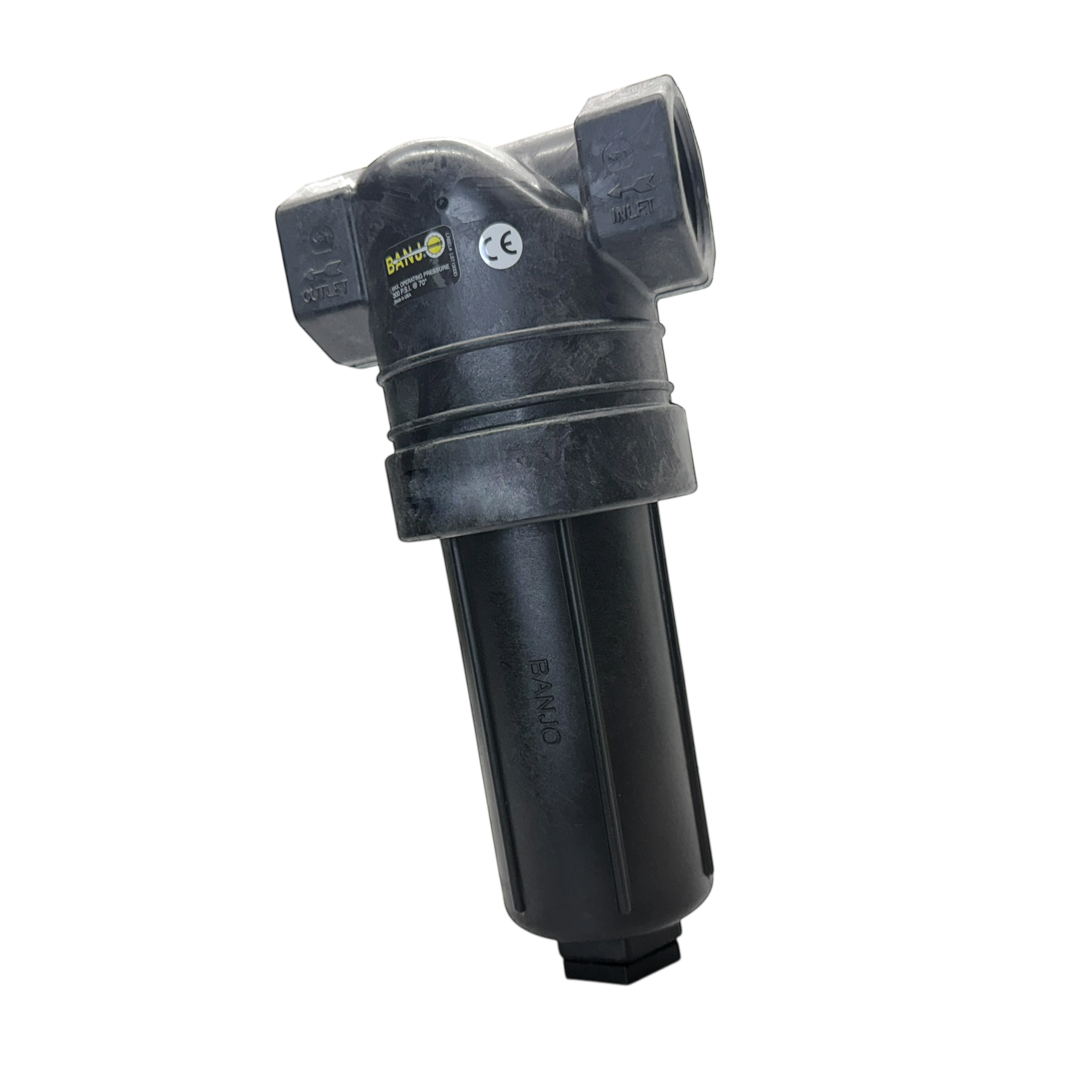 LST100-80 by Banjo | T Line Strainer | 1" x 1" Female NPT with 80 Mesh Stainless Steel Screen | 300 PSI | Polypropylene