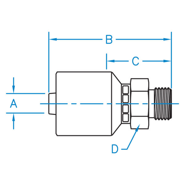 M-BSPP-08-08-K2 by Kurt Hydraulic | K2 Series | 1/2" Hose Barb x 1/2" Male BSPP 60° Cone | Carbon Steel
