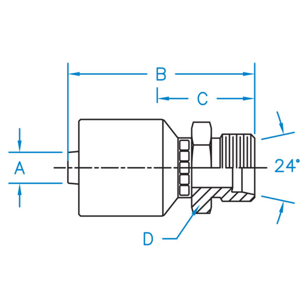 M-DH04-08-16-K2 by Kurt Hydraulic | K2 Series | 1/4" Hose Barb x M16X1.5 Male Din Heavy 24° Seat | Carbon Steel