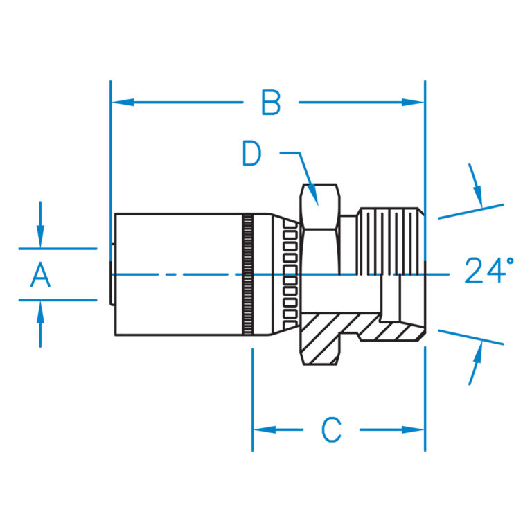 M-DL06-15-22 by Kurt Hydraulics | Male DIN Light Universal Seat | Rigid | for 3/8" Hose ID