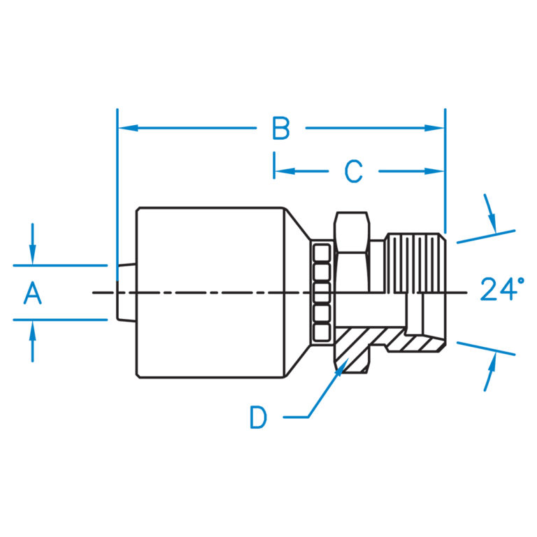 M-DL06-12-18-W by Kurt Hydraulics | Male DIN Light 24 Degree Seat | Rigid | for 3/8" Hose ID