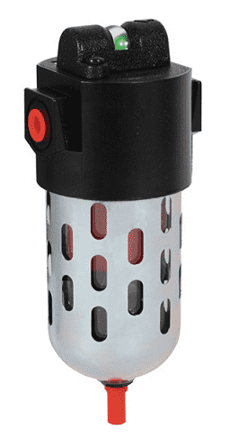M26-02A Dixon Valve Wilkerson 1/4" Modular Coalescing Filter with Standard Transparent Bowl and Guard - Automatic Drain - 55.0 SCFM