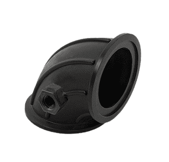 M300SWPG90 by Banjo | Manifold Flange Connections for Sweeps with Gauge Port | 3" Flange x Flange Sweep with 1/4" Gauge Port | 200 PSI