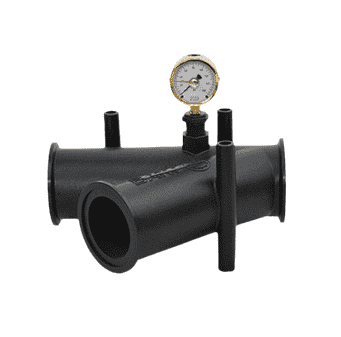 M220YG45 by Banjo | Manifold Flange Connections | 2" Full Port Y Flanged Coupling with 3/4" Gauge Port | 45° Elbow | 225 PSI