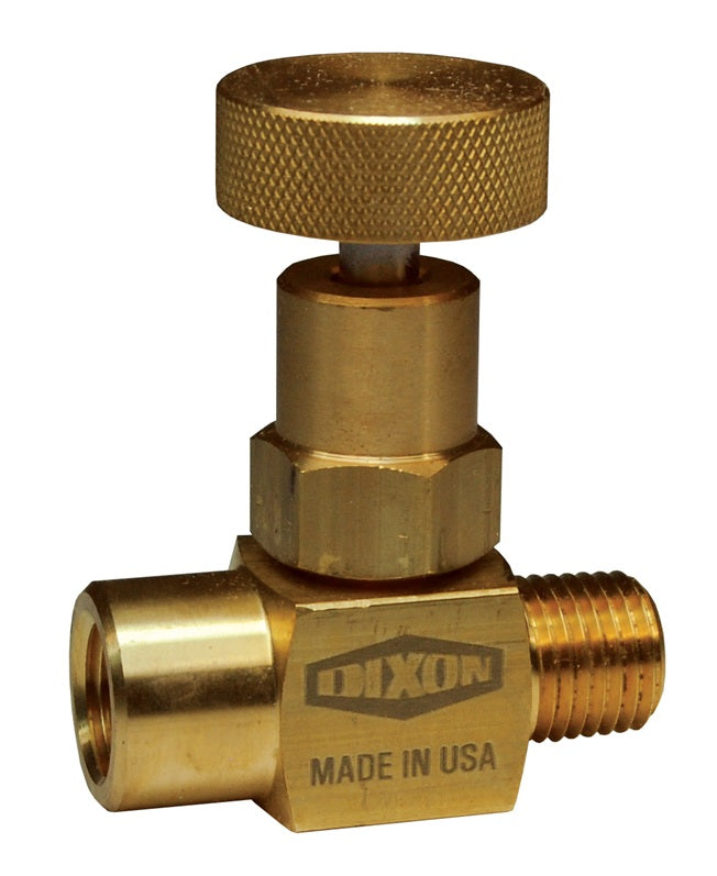 MFB102 by Dixon Valve | Mini Needle Valve | Knurled Knob Handle | 1/4" Male NPT x 1/4" Female NPT | Brass