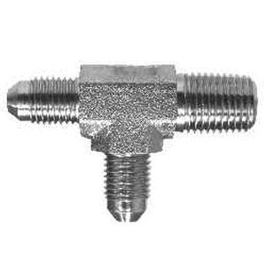 260544 by Midland | Hydraulic 37°JIC Adapter | JIC to Male Pipe Run Tee | 1/4" Male 37° JIC x 1/4" Male NPTF x 1/4" Male 37° JIC | Steel