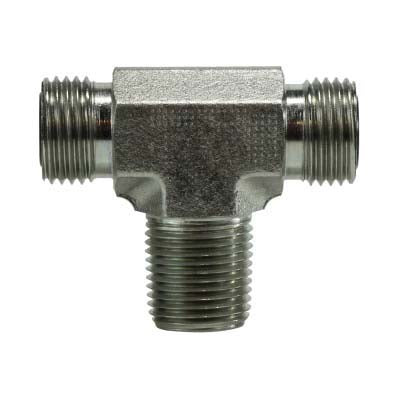 FS260144 by Midland | Hydraulic Adapter | ORFS to Male Pipe Branch Tee | 1/4" Male O-Ring Face Seal x 1/4" Male O-Ring Face Seal x 1/4" Male Pipe Branch | Steel