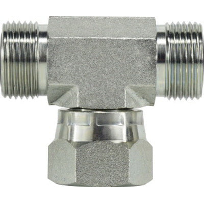FS66001010 by Midland | Hydraulic Adapter | Tee | 5/8" Male O-Ring Face Seal x 5/8" Male O-Ring Face Seal x 5/8" Female O-Ring Face Seal Branch | Steel