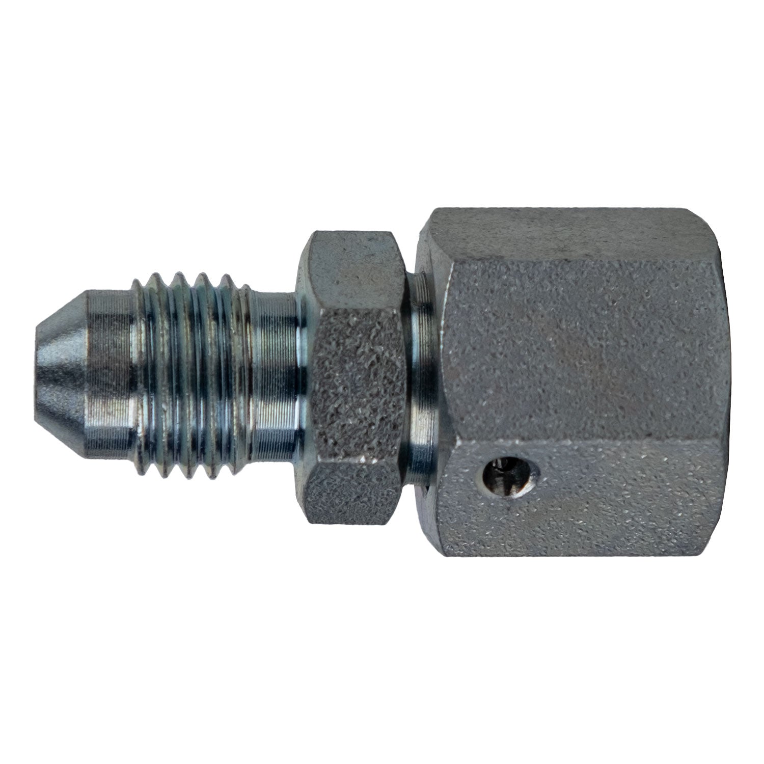 7007-06-L08-14 by Midland | Hydraulic Metric Adapter | 3/8" Male JIC 37° x 14x1.5 Female Metric Swivel Light | Steel