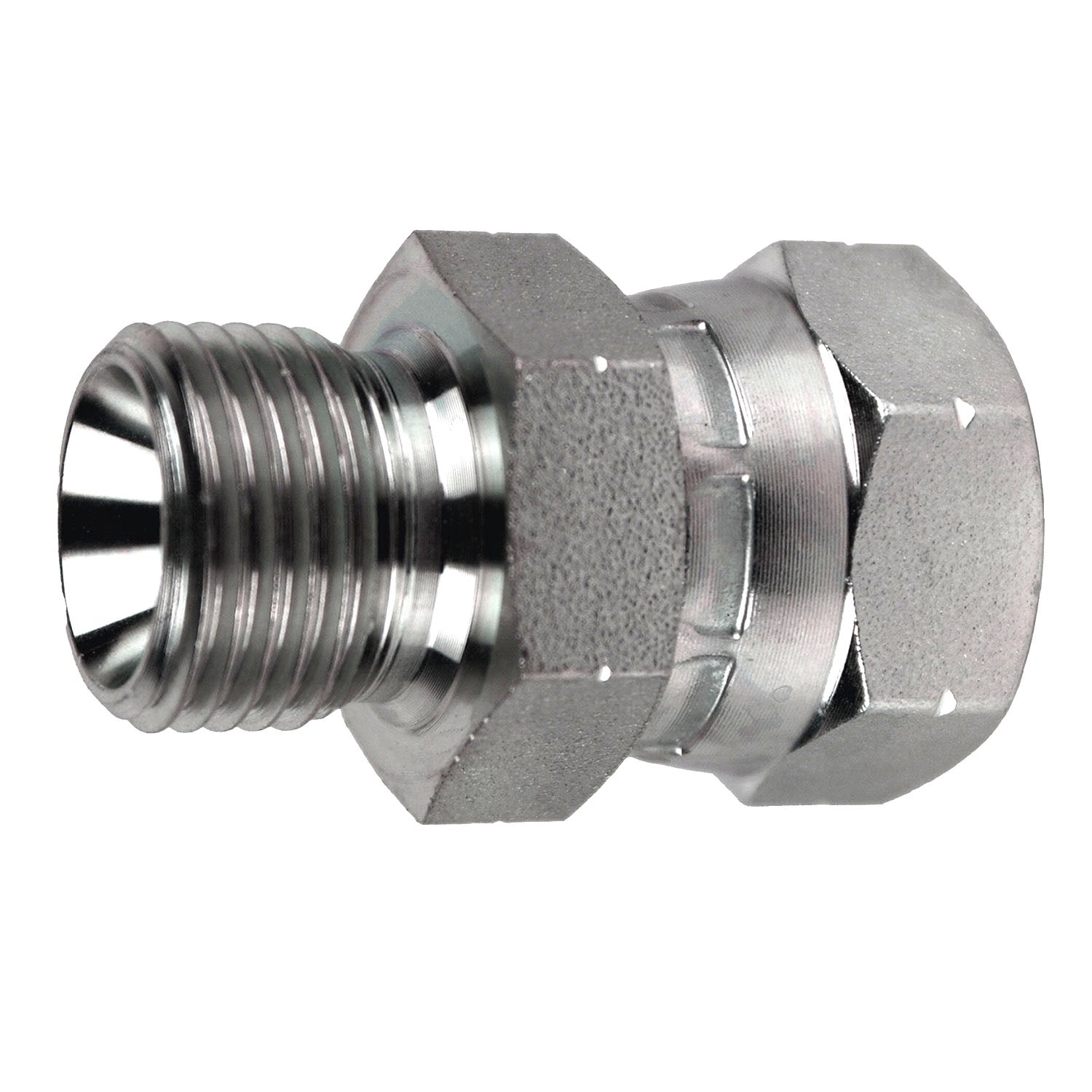 9024-08-08 by Midland | Hydraulic Adapter | 1/2" Male BSPP x 1/2" Female BSPP Swivel | Steel