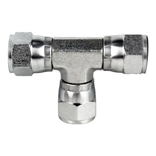 9344-16-16-16 by Midland | Hydraulic Adapter | Swivel Union Tee | 1" Female BSPP Swivel x 1" Female BSPP Swivel x 1" Female BSPP Swivel | Steel