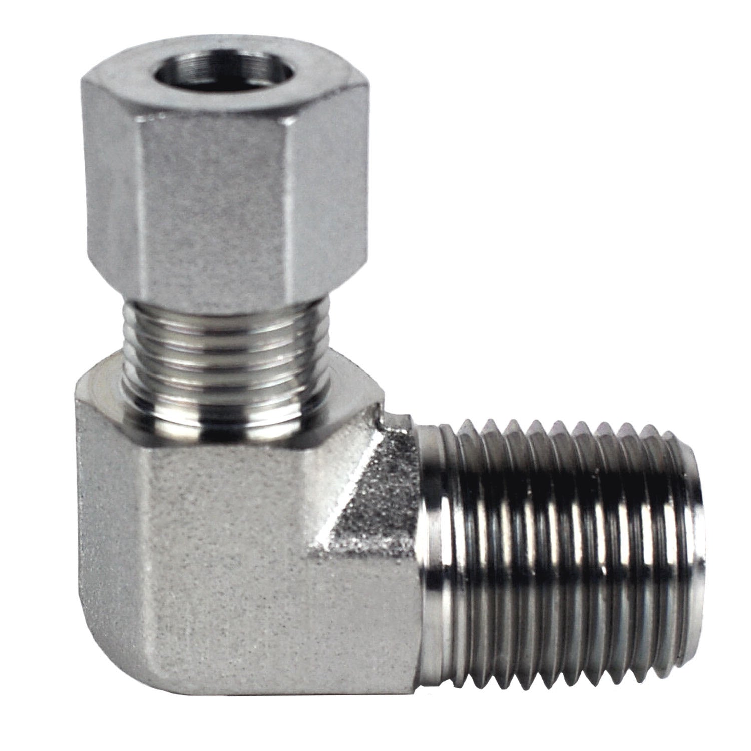 D2501-S12-08 by Midland | Hydraulic Metric Compression Fitting | DIN to Male Pipe Adapter | 90° Elbow | Heavy | S12 Tube OD x 1/2" Male NPTF | Steel