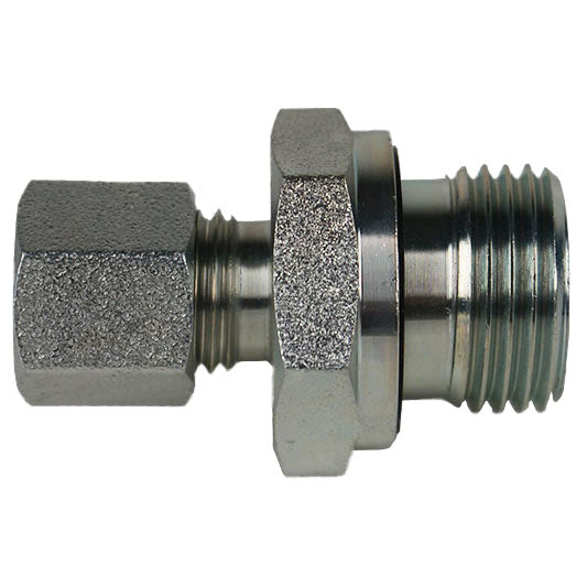 D7400-L08-08-ED by Midland | Hydraulic Metric Compression Fitting | DIN to Male BSPP Adapter | Light | L08 Tube OD x 1/2" Male BSPP | Steel