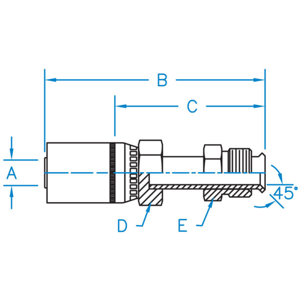 MIX-04-06 by Kurt Hydraulics | Jump Size | 45° Elbow | Male SAE Inverted Flare | for 1/4" Hose ID