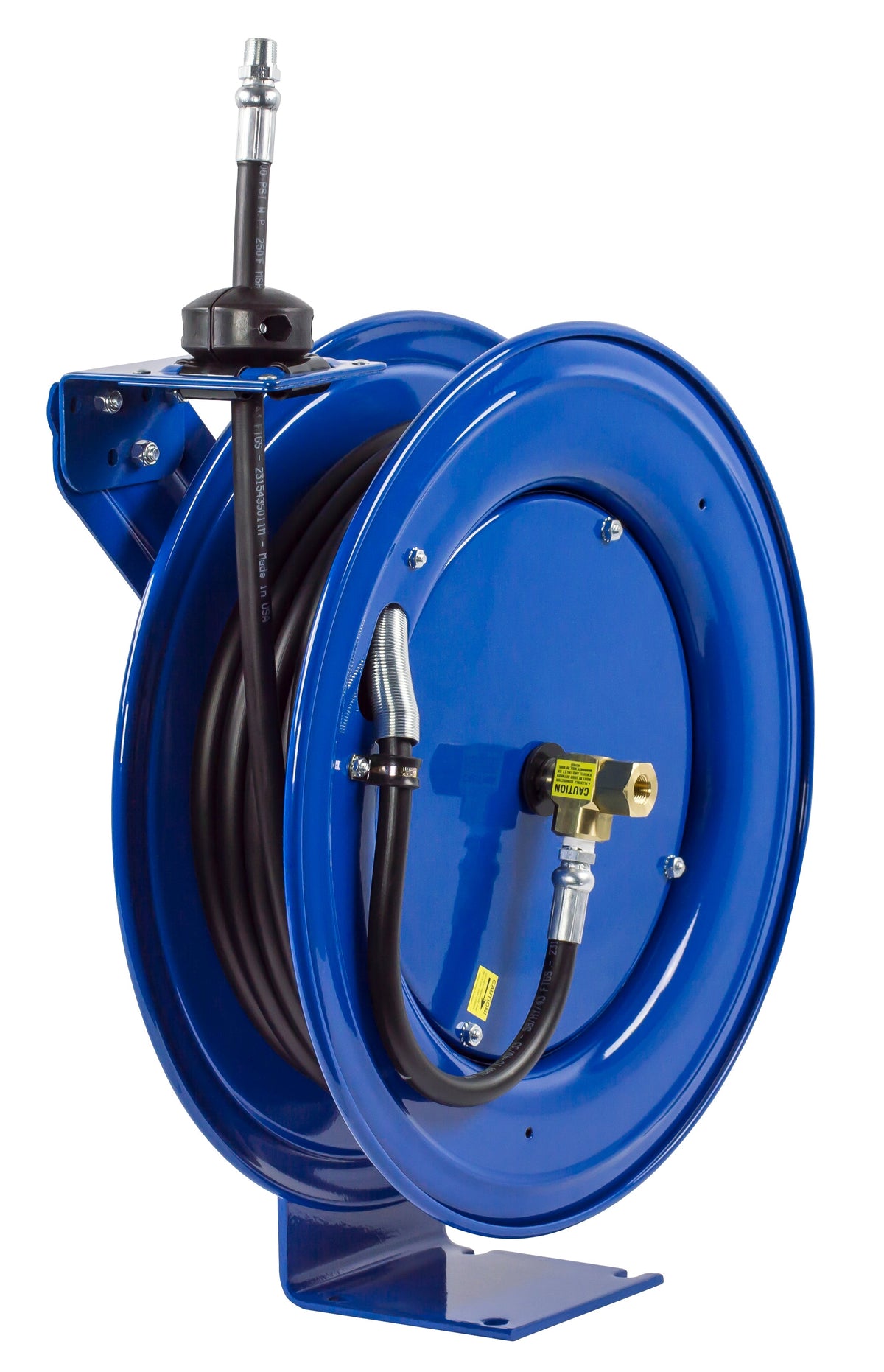 MP-N-535 by Coxreels | SH Series | 1,500 PSI Spring Driven Hose Reel for Air, Water & Oil | 3/4" Hose ID, 3/4" FNPT Inlet x 3/4" MNPT Hose End | Steel | 35ft Rubber Hose Included