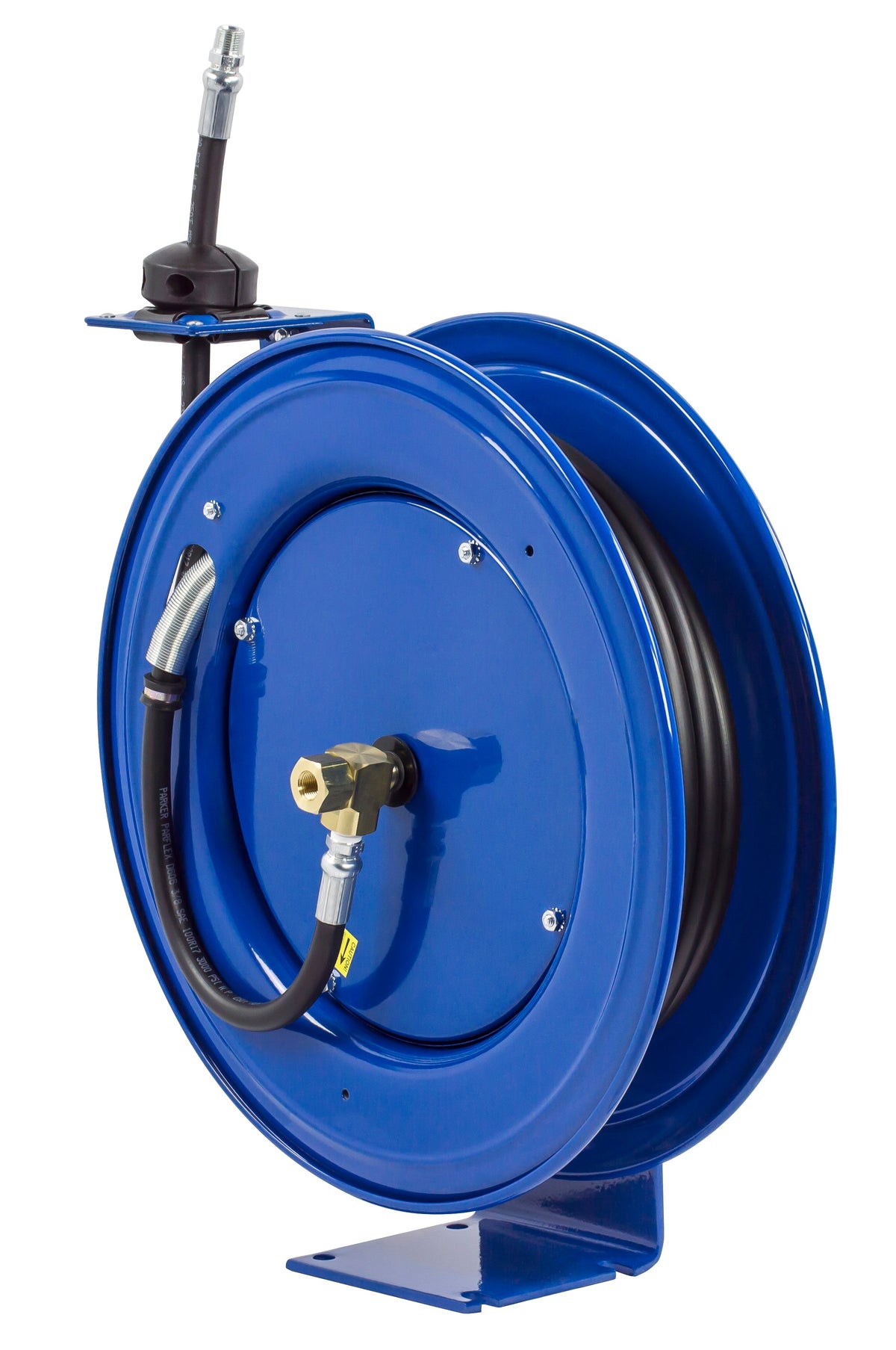 MP-N-435 by Coxreels | SH Series | 2,500 PSI Spring Driven Hose Reel for Air, Water & Oil | 1/2" Hose ID, 1/2" FNPT Inlet x 1/2" MNPT Hose End | Steel | 35ft Rubber Hose Included