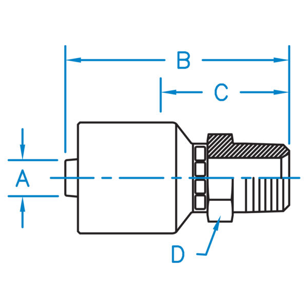 MP-08-08-K2 by Kurt Hydraulics | K2 Style Hydraulic Fitting | 1/2" Hose Barb x 1/2" Male NPTF | Carbon Steel