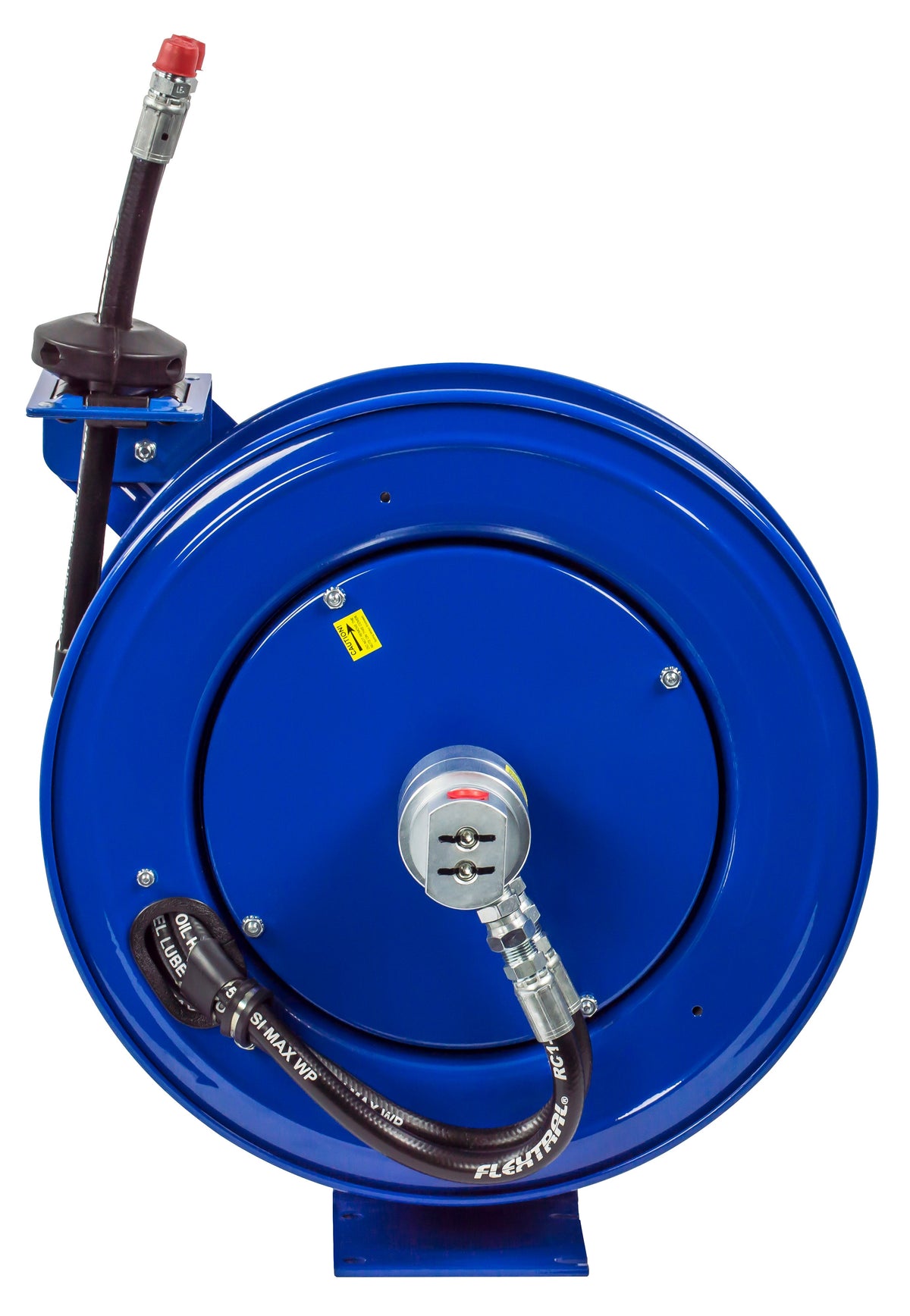MPD-N-330 by Coxreels | MPD Series | 3,000 PSI Dual Hose Spring Driven Hose Reel for Hydraulic Oil | 3/8" Hose ID, 3/8" FNPT Inlet x 3/8" MNPT Hose End | Steel | 30ft Synthetic Rubber Hose Included