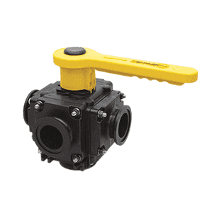 MV225CF by Banjo | Manifold Flange Connection for Manifold Bolted 5 Way Ball Valve Full Port | 2" Flanges | Opening Thru Ball: 2" | 100 PSI | Polypropylene
