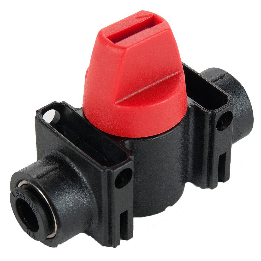 MVV308-8M-4G by Parker | Mini Ball Valve Vented | 8 mm Push-to-Connect x G1/4" Male BSPP Thread | 61 mm Length | 37 mm Width | 22 mm Height | Straight | Nylon | Pack of 10