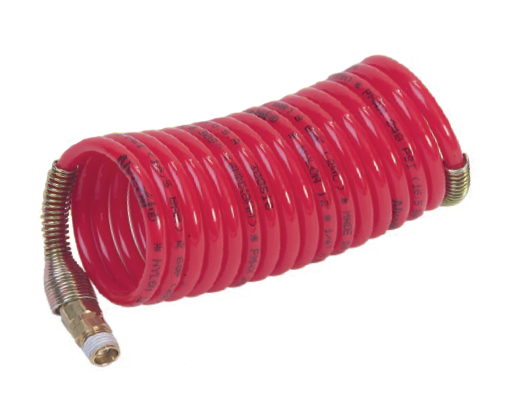 N9DS2-50 by Nycoil | Self-Storing Air Hose Assembly | 3/4" Hose ID | 3/4" MPT Swivel | Red | 160 PSI | Nylon | 50ft