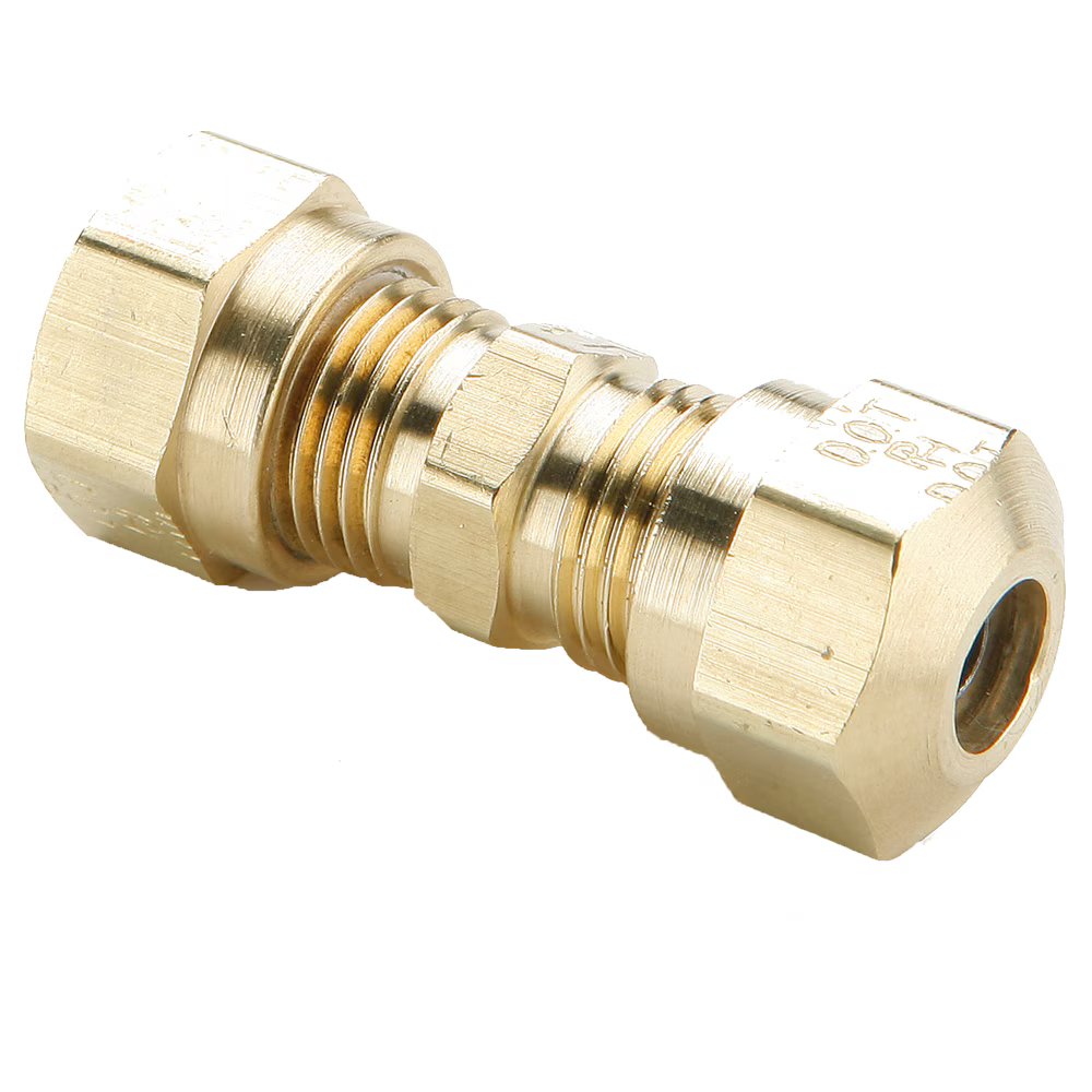 62NTA-6 by Parker | Air Brake–NTA® Fittings | Union | 3/8" Tube Size x 17/32" Thread | 5/8" Hex B | 9/16" Hex C | 2.00" Length | Straight | Brass | Pack of 25