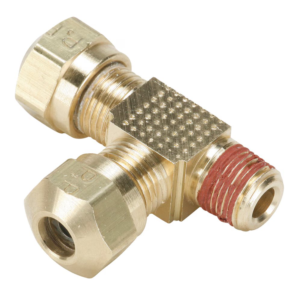 VS271NTA-8-8 by Parker | Air Brake–NTA® Fittings | 1/2" Tube Size x 1/2" Male Pipe Thread x 11/16" Thread | Tee | Brass | Pack of 10