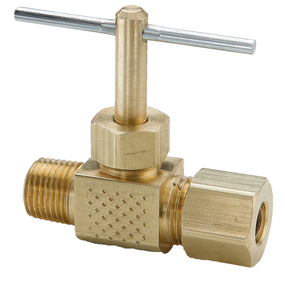 NV106C-6-4 by Parker | Needle Valve | 3/8" Tube Size Compression x 1/4" Male Pipe Thread | 1.75" Length | Straight | Brass | Pack of 10