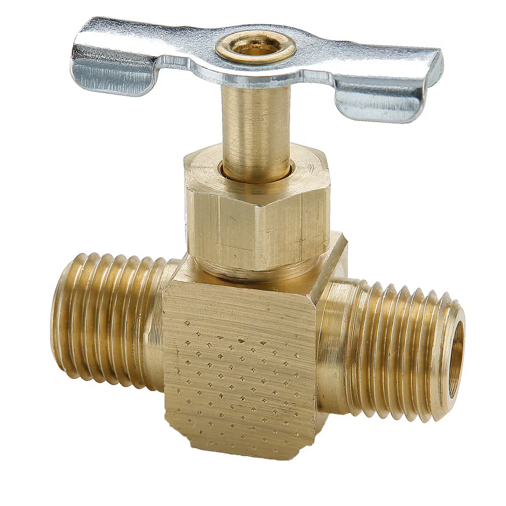 NV107P-4 by Parker | Needle Valve | 1/4" Male Pipe Thread x 1/4" Male Pipe Thread | 1.65" Length | Straight | Brass | Pack of 10