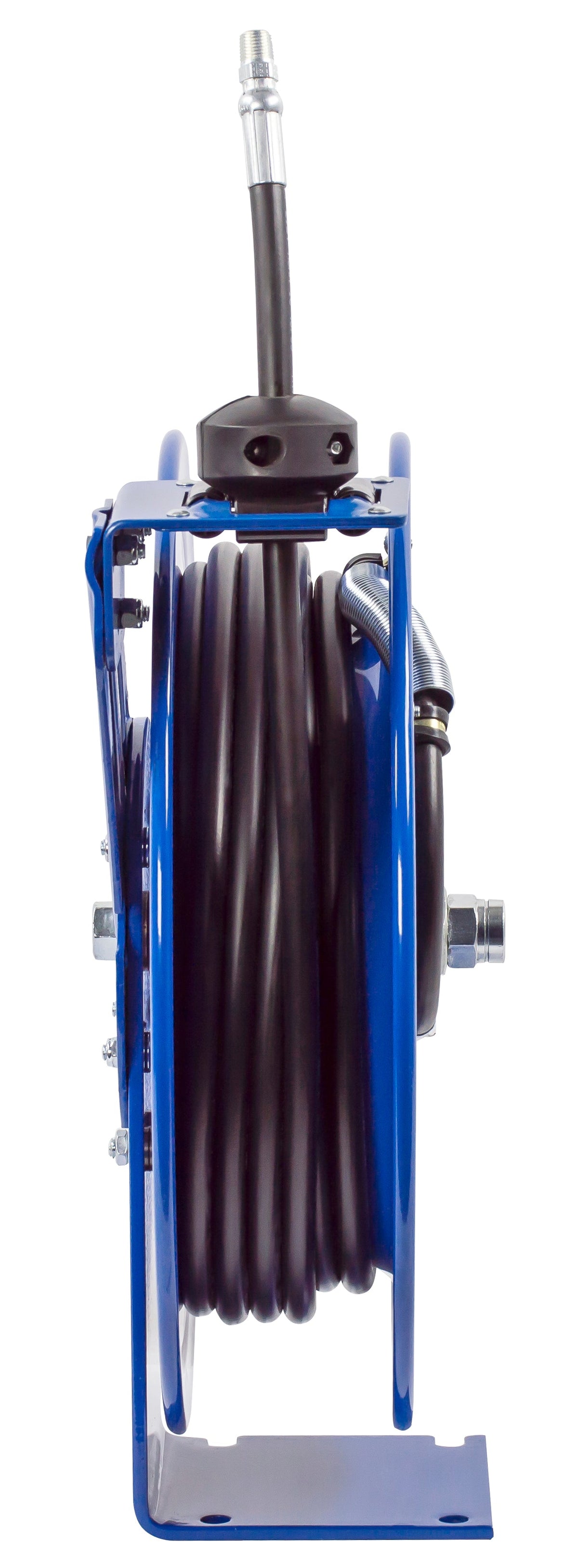 P-HP-120 by Coxreels | P Series | 5,000 PSI Spring Driven Hose Reel | 1/4" Hose ID, 1/4" FNPT Inlet x 1/4" MNPT Hose End | Steel | 20ft Rubber Hose Included