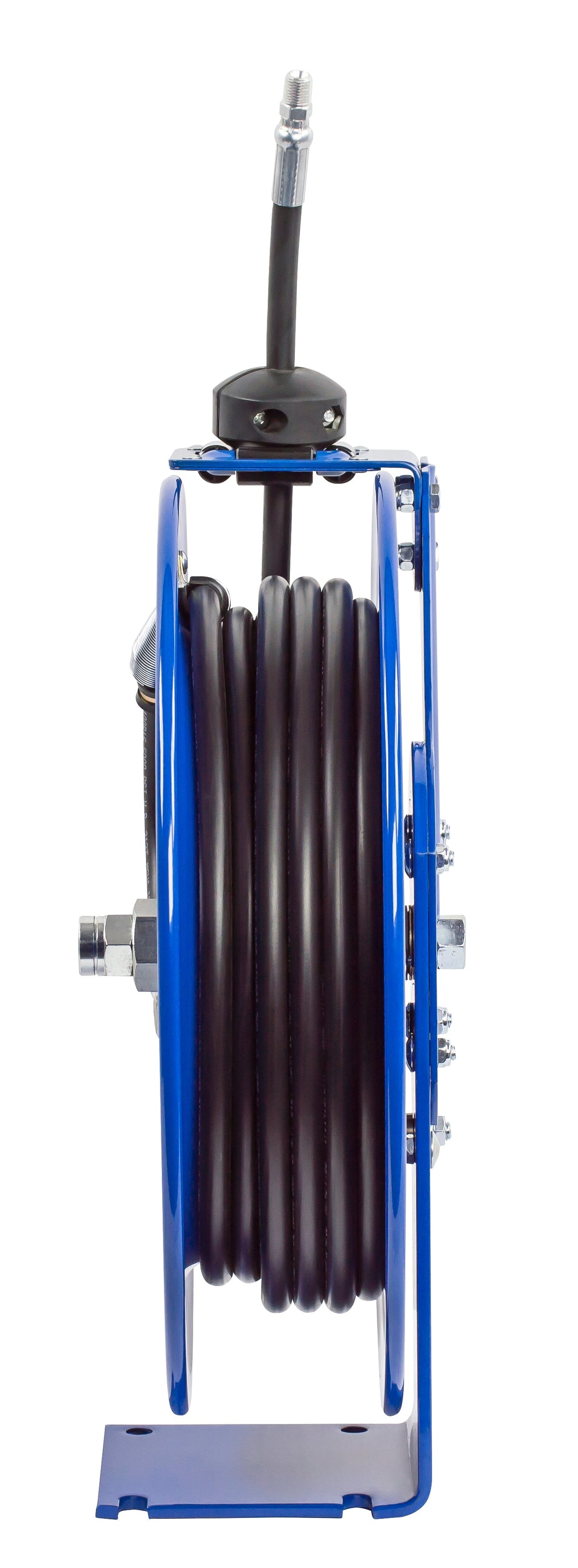 P-HP-330 by Coxreels | P Series | 4,000 PSI Spring Driven Hose Reel | 3/8" Hose ID, 3/8" FNPT Inlet x 3/8" MNPT Hose End | Steel | 30ft Rubber Hose Included