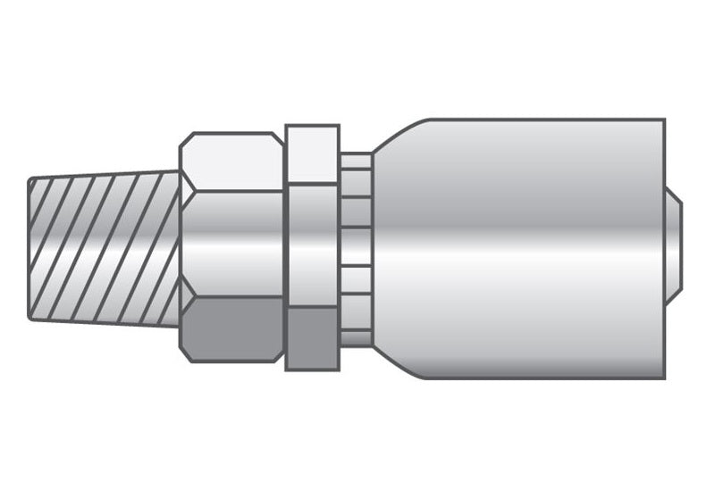 P-0404-MNPT-SS Alfagomma Piranhaflex™ by Kuriyama | P Series | One-Piece Hydraulic Hose Fitting | -04 Hose ID x -04 Male NPTF Solid 60° Seat | Stainless Steel