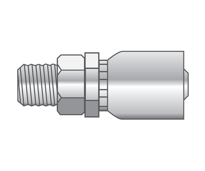P-0404-MNPT Alfagomma Piranhaflex™ by Kuriyama | P Series | One-Piece Hydraulic Hose Fitting | -04 Hose ID x -04 Male NPTF Solid 60° Seat | Carbon Steel