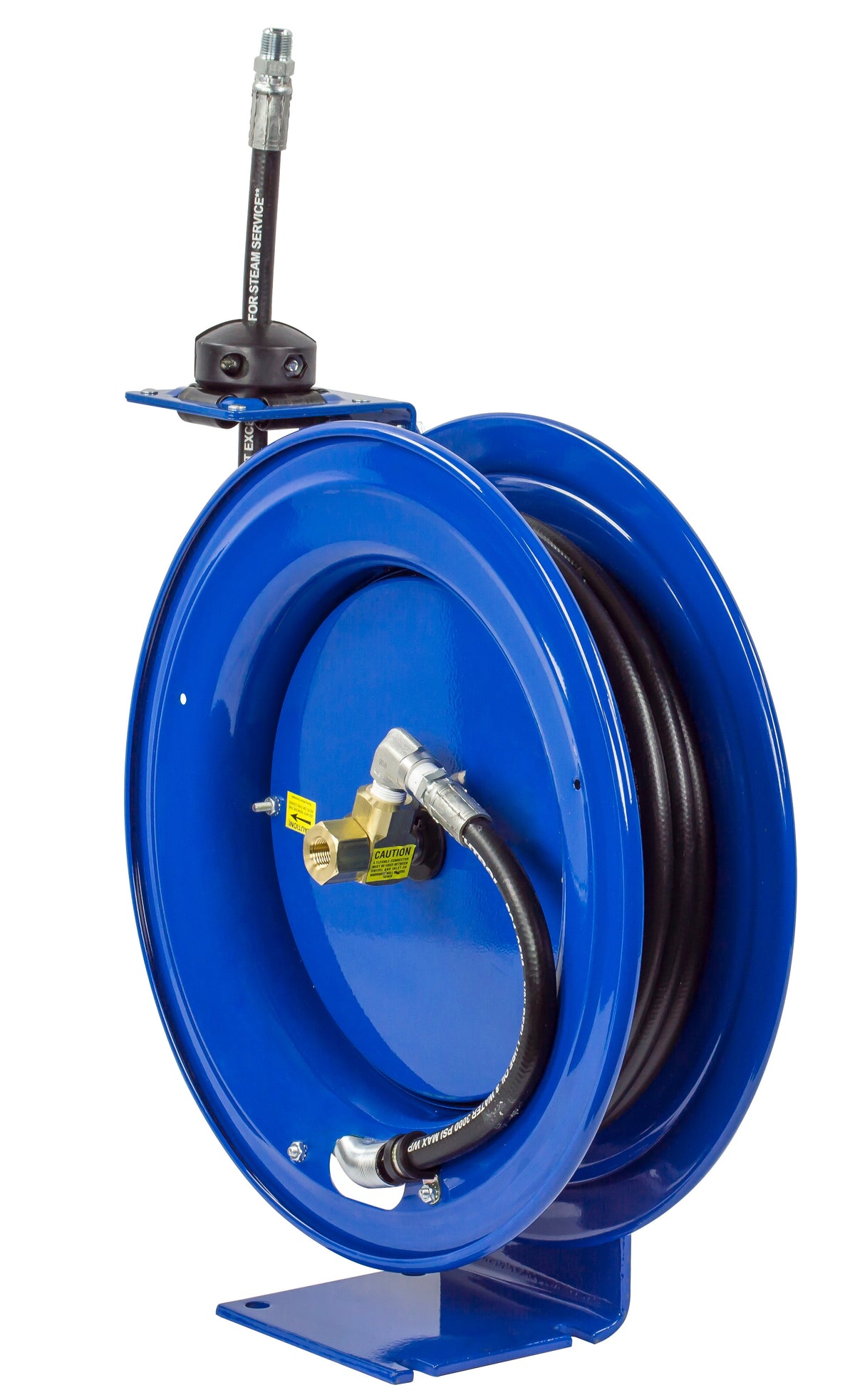 P-MP-320 by Coxreels | P Series | 3,000 PSI Spring Driven Hose Reel | 3/8" Hose ID, 3/8" FNPT Inlet x 3/8" MNPT Hose End | Steel | 20ft Rubber Hose Included