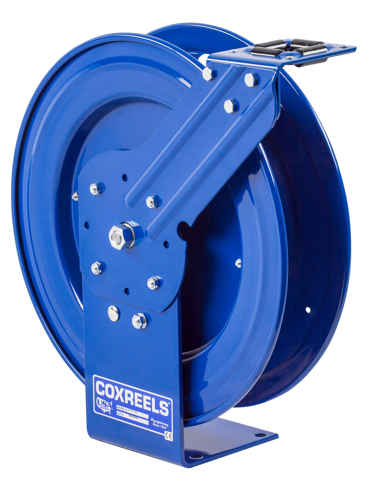 P-HPL-135 by Coxreels | P Series | 5,000 PSI Spring Driven Hose Reel | 1/4" Hose ID, 1/4" FNPT Inlet | Steel | 35ft Capacity, Hose Not Included