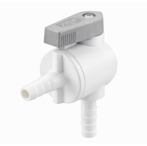 PBPP4VEU4 by Parker | Ball Valve | 1/4" Barb x 1/4" Barb | 2.32" Length | 90° Elbow | White | Polypropylene