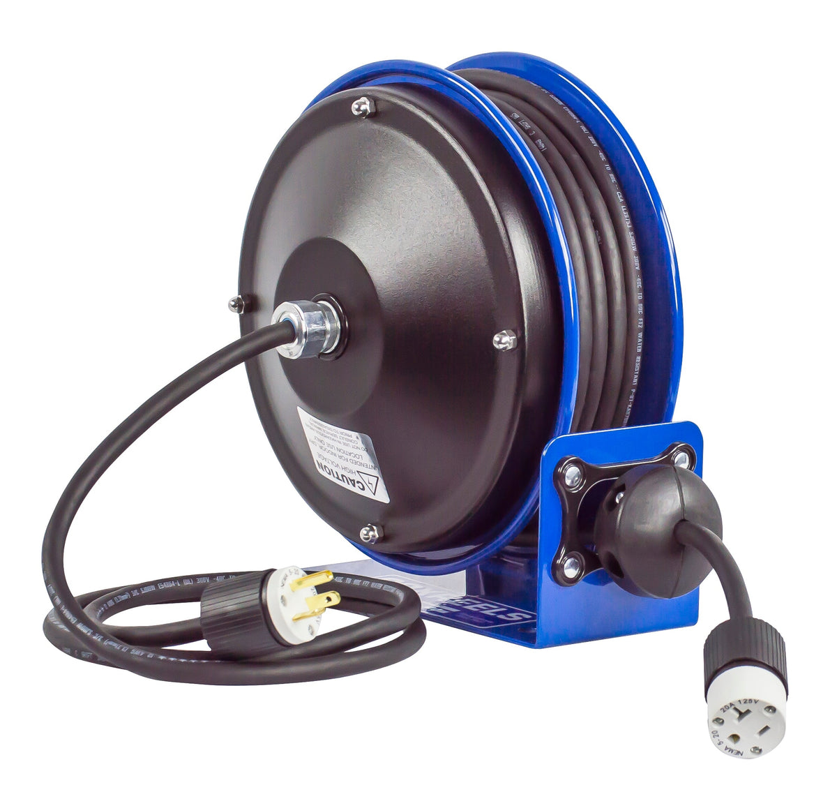 PC10-3016-A by Coxreels | PC10 Series | Spring Driven Power Cord Reel with Single Industrial Receptacle | 16/3 SJO Cord, 13A, 115V | Steel | 30ft Cord Included