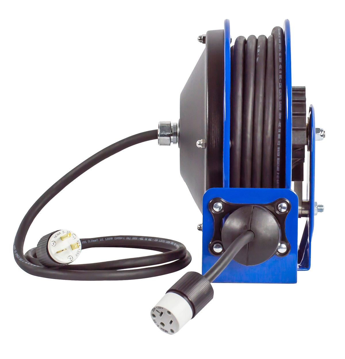 PC10-3012-A by Coxreels | PC10 Series | Spring Driven Power Cord Reel with Single Industrial Receptacle | 12/3 SJO Cord, 20A, 115V | Steel | 30ft Cord Included