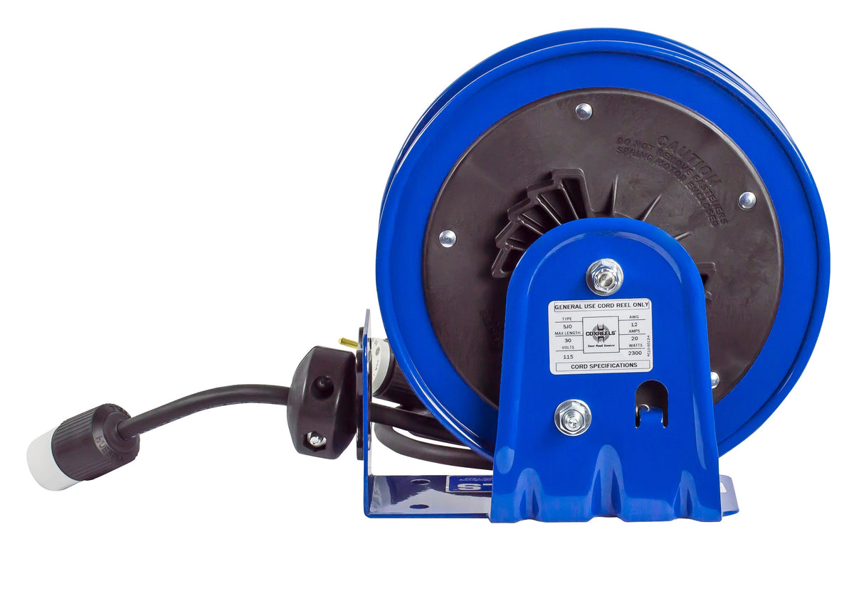 PC10-3016-4 by Coxreels | PC10 Series | Spring Driven Power Cord Reel | 16/3 SJO Cord, 13A, 115V | Steel | 30ft Cord Included