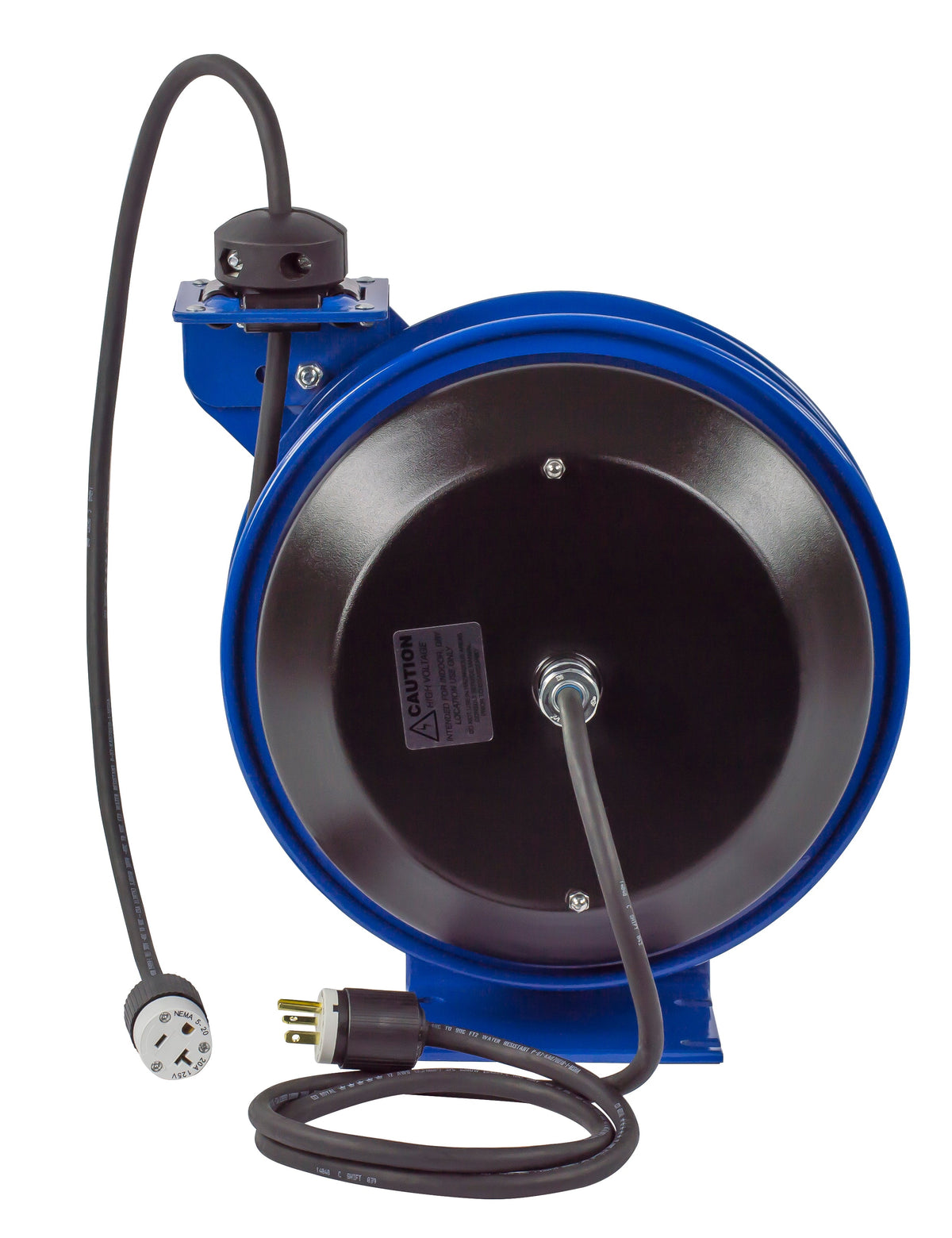 PC13-5012-B by Coxreels | PC Series | Spring Driven Power Cord Reel with Quad Industrial Receptacle | 12/3 SJO Cord, 20A, 115V | Steel | 50ft Cord Included
