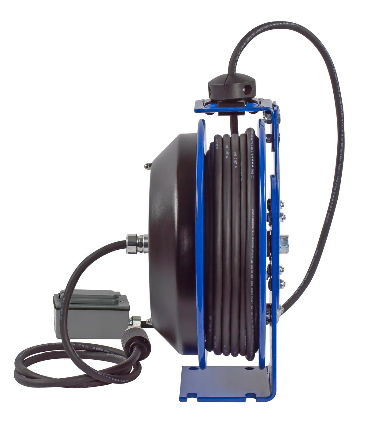 PC13-3512-F by Coxreels | PC Series | Spring Driven Power Cord Reel with Duplex Industrial Receptacle | 16/3 SJO Cord, 20A, 115V | Steel | 35ft Cord Included