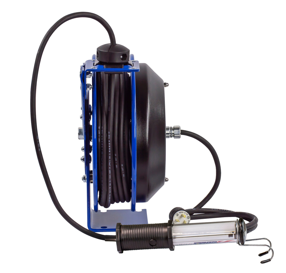 PC13-5016-H by Coxreels | PC Series | Spring Driven Power Cord Reel with Industrial Duty LED Light | 16/3 SJTO Cord, 13A, 115V | Steel | 50ft Cord Included