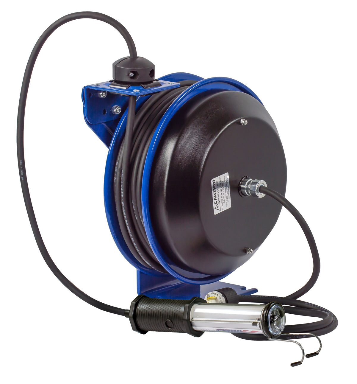 PC13-5016-H by Coxreels | PC Series | Spring Driven Power Cord Reel with Industrial Duty LED Light | 16/3 SJTO Cord, 13A, 115V | Steel | 50ft Cord Included