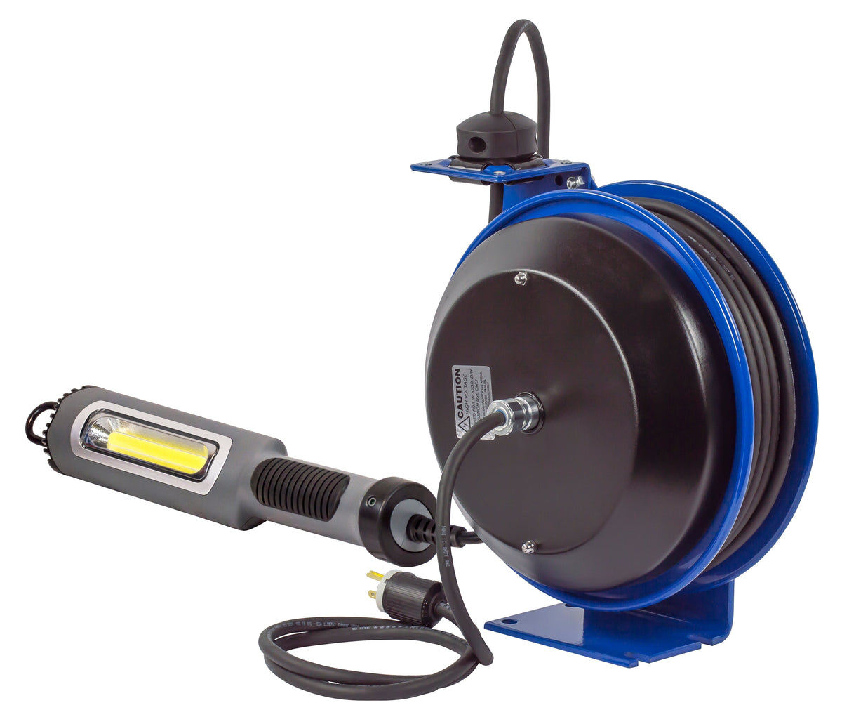 PC13-5016-M by Coxreels | PC Series | Spring Driven Power Cord Reel with Compact LED Light | 16/3 SJTO Cord, 13A, 115V | Steel | 50ft Cord Included