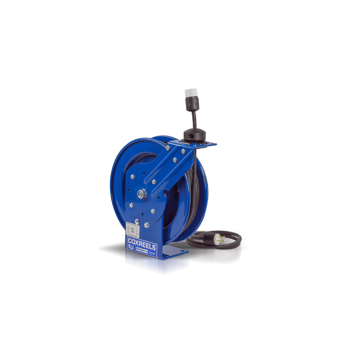 PC13-5016-A by Coxreels | PC Series | Spring Driven Power Cord Reel with Single Industrial Receptacle | 16/3 SJO Cord, 13A, 115V | Steel | 50ft Cord Included