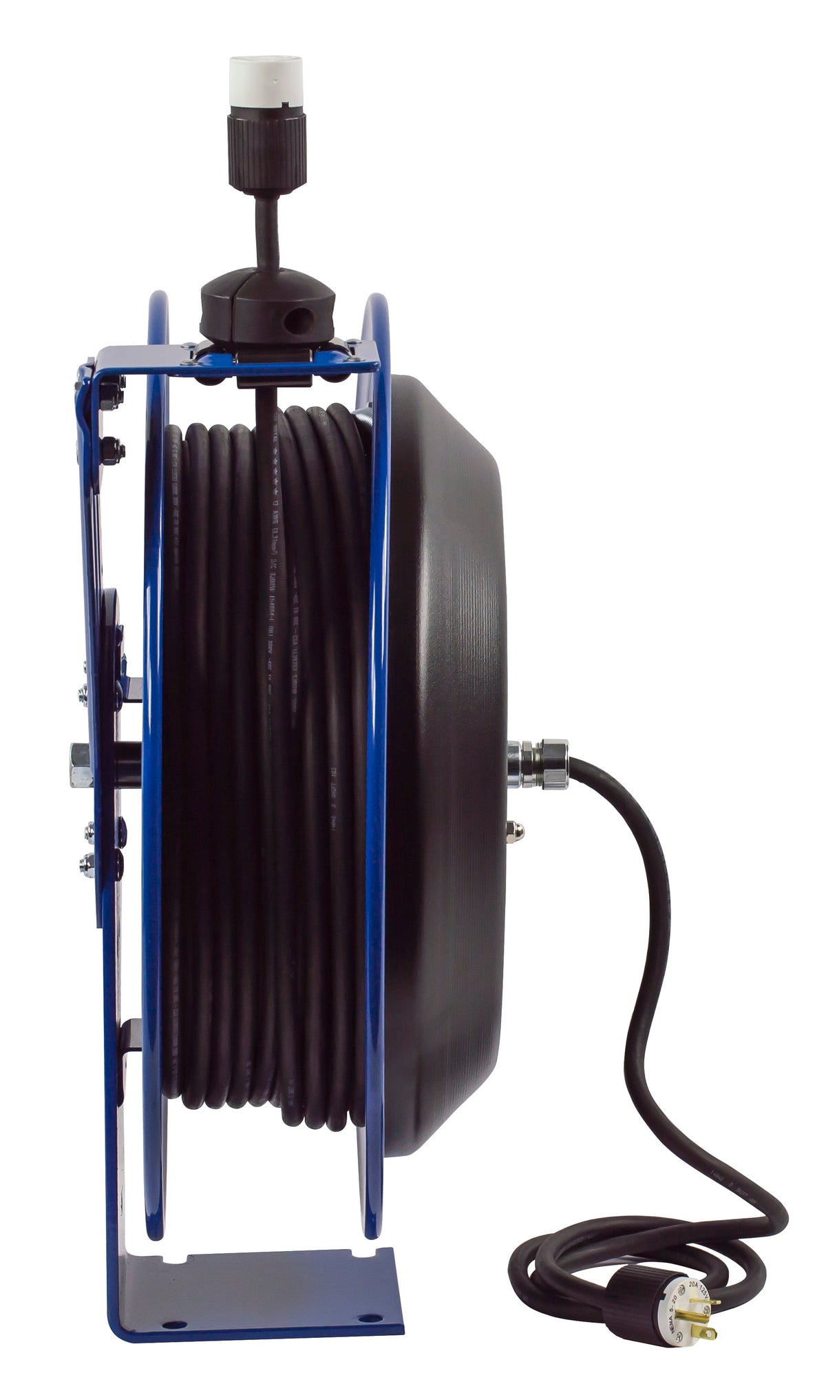 PC19-7512-A by Coxreels | PC Series | Spring Driven Power Cord Reel with Single Industrial Receptacle | 12/3 SJO Cord, 20A, 115V | Steel | 75ft Cord Included