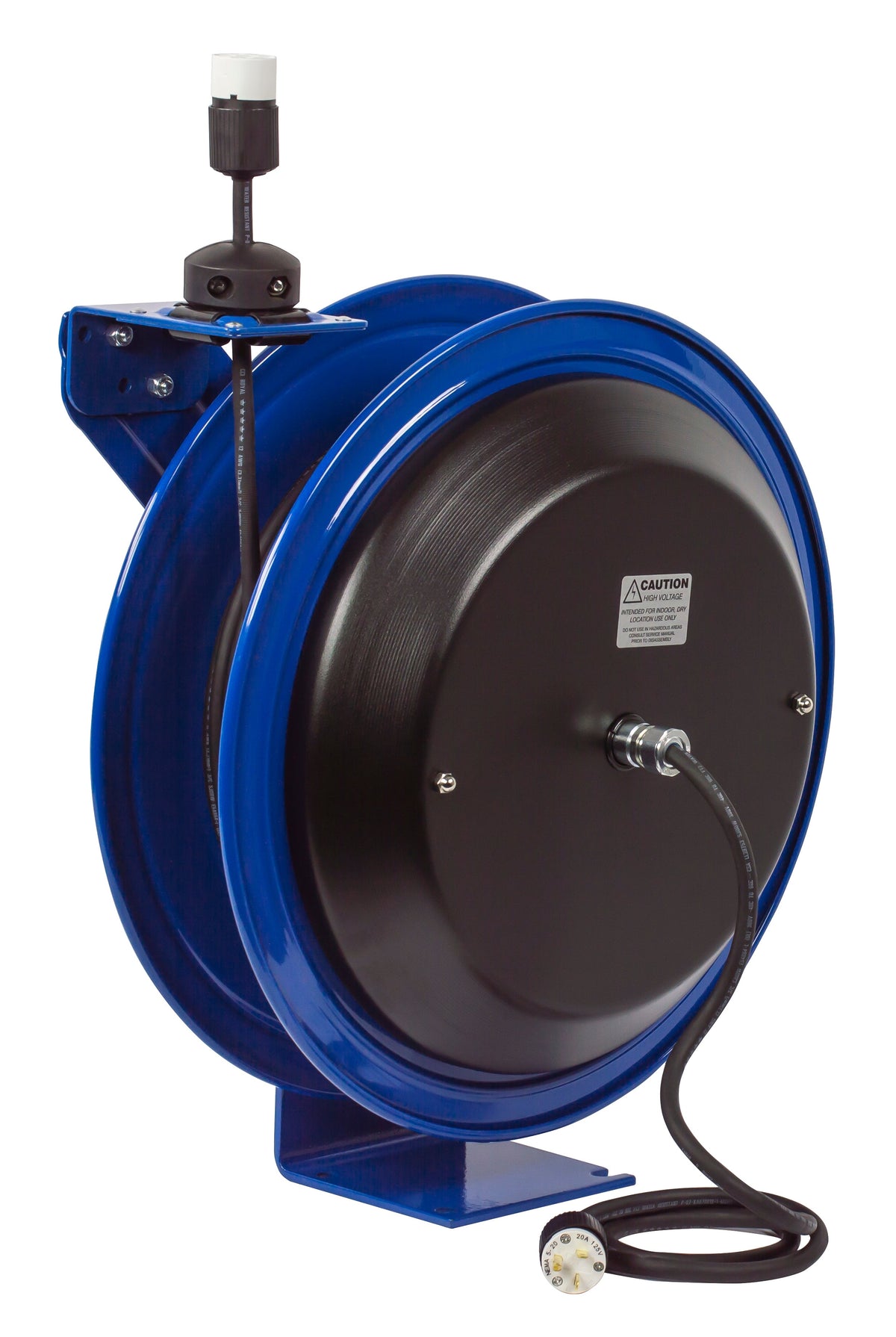 PC19-7512-A by Coxreels | PC Series | Spring Driven Power Cord Reel with Single Industrial Receptacle | 12/3 SJO Cord, 20A, 115V | Steel | 75ft Cord Included