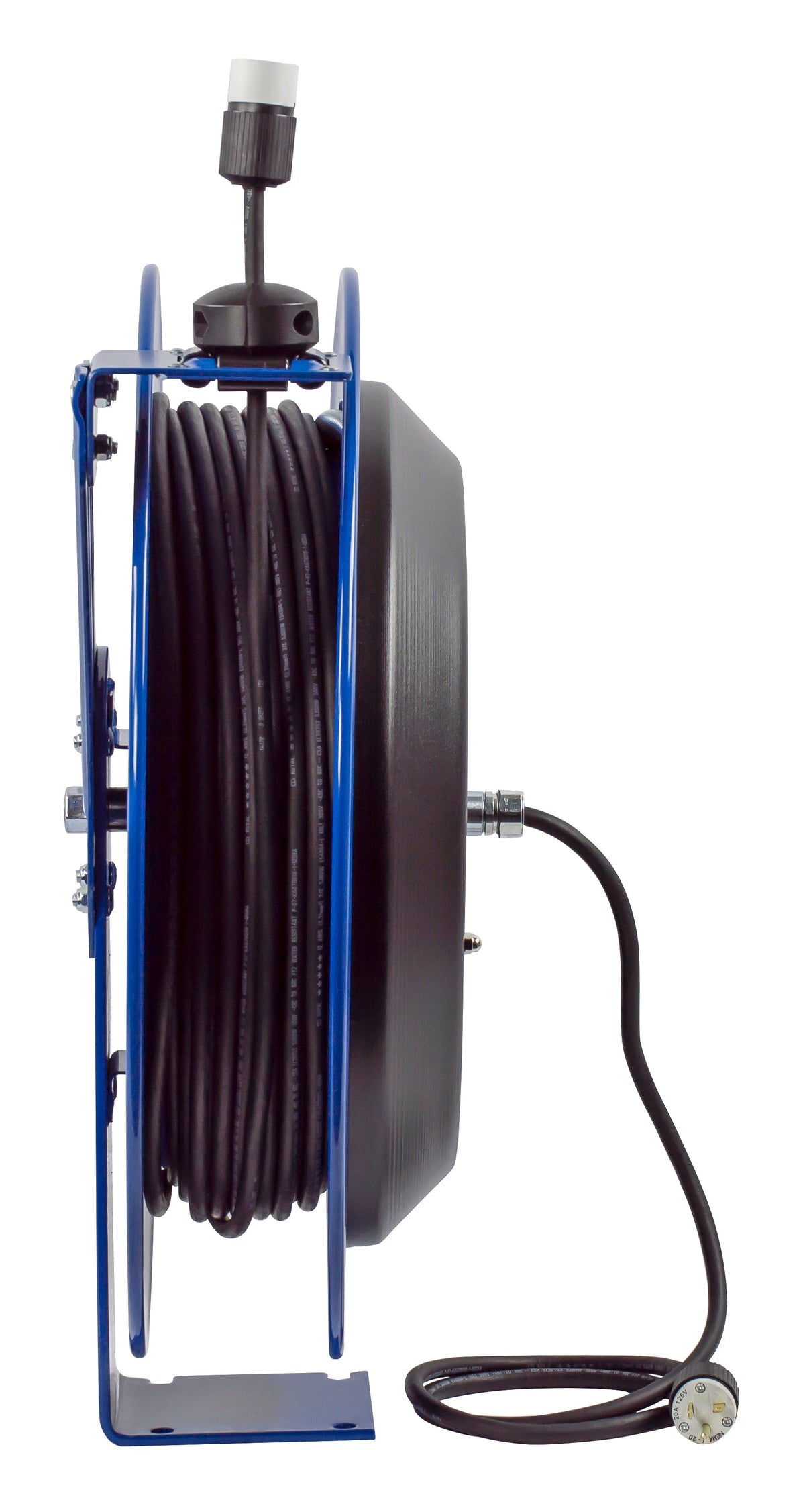 PC24-0012-A by Coxreels | PC Series | Spring Driven Power Cord Reel with Single Industrial Receptacle | 12/3 SJO Cord, 20A, 115V | Steel | 100ft Cord Included